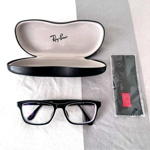 Ray Ban Eyeglasses Black Frame 55-18 145 with Case and Cleaning Cloth